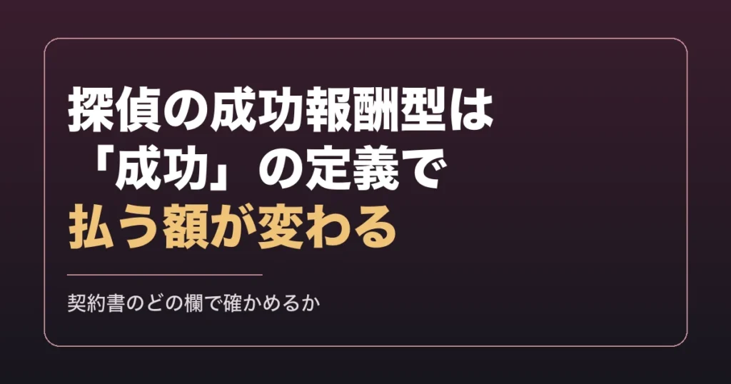 探偵 成功報酬型 デメリット｜「成功」の定義で払う額が変わる
